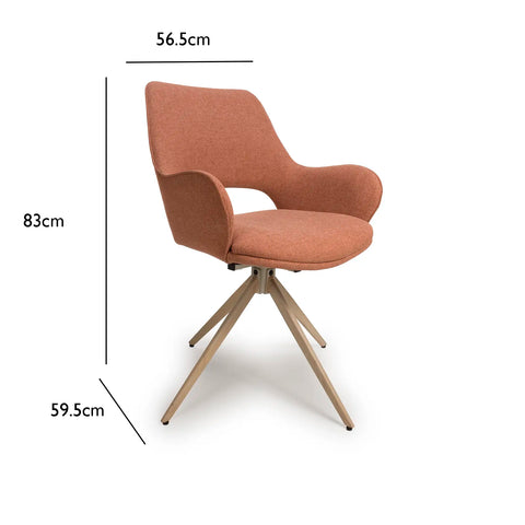 Paris Fabric Swivel Dining Chairs With Arms – Set of 4 - Pendle Village Furniture