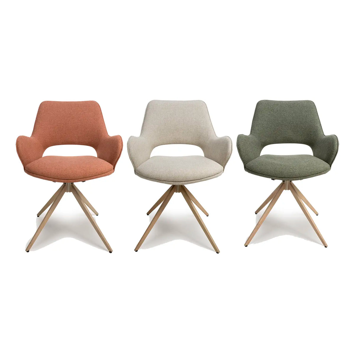 Paris Fabric Swivel Dining Chairs With Arms – Set of 4 - Pendle Village Furniture