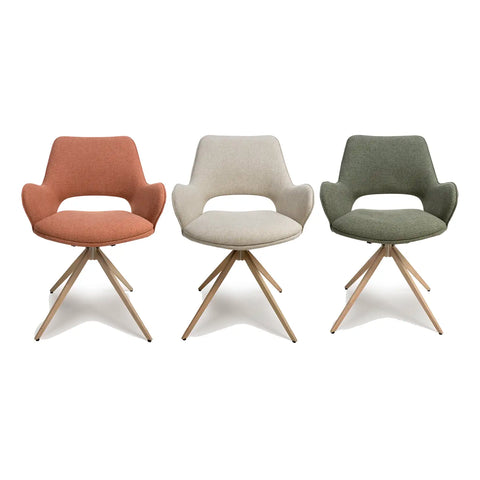 Paris Fabric Swivel Dining Chairs With Arms – Set of 4 - Pendle Village Furniture