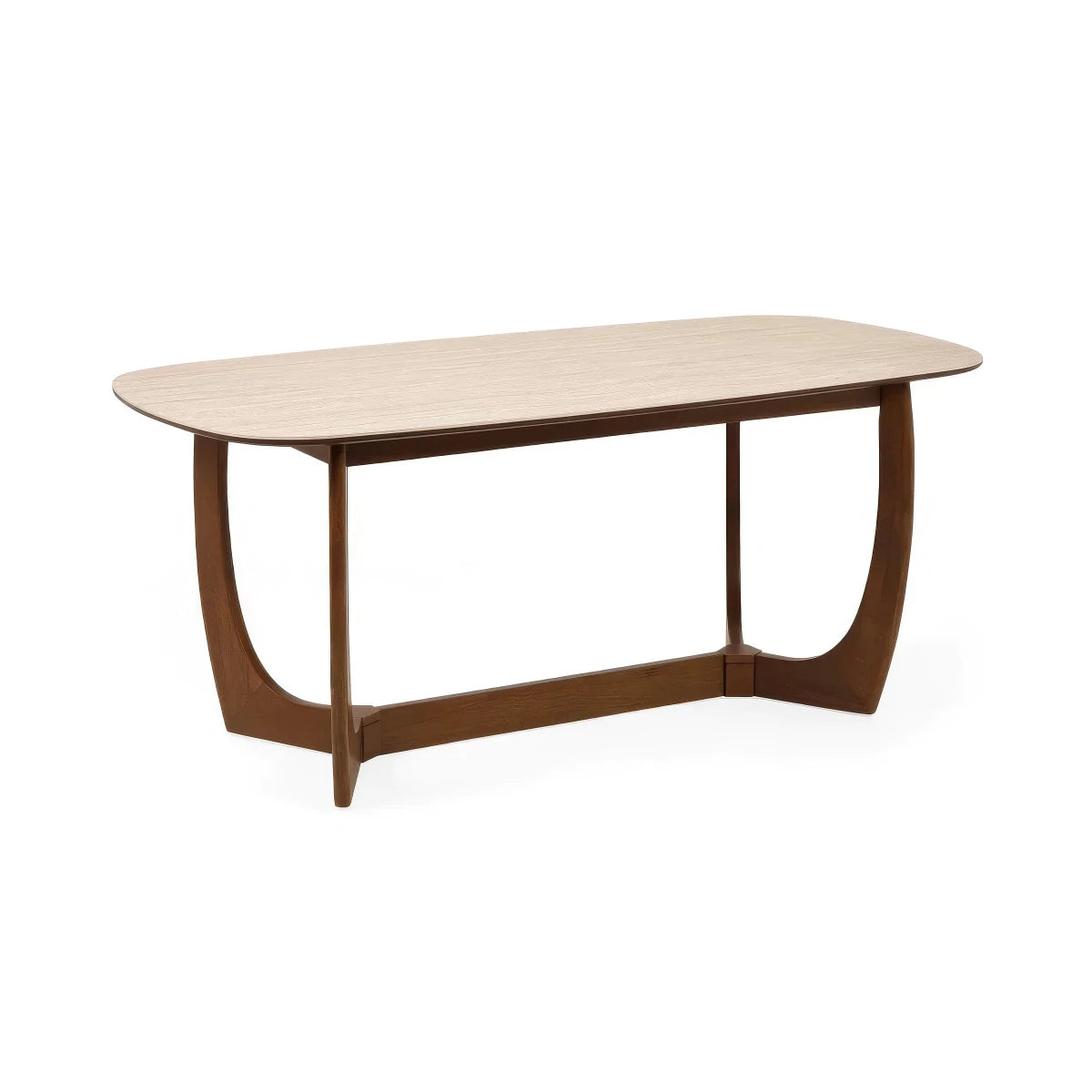 Portofino 180cm Natural Stone Top & Walnut Wooden Base Dining Table