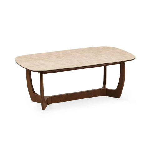 Portofino Natural Stone & Walnut Coffee Table – 120cm