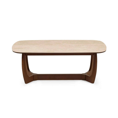Portofino Natural Stone & Walnut Coffee Table – 120cm