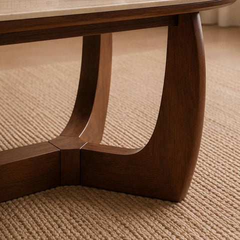 Portofino Natural Stone & Walnut Coffee Table – 120cm