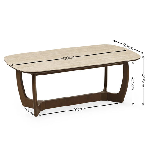 Portofino Natural Stone & Walnut Coffee Table – 120cm