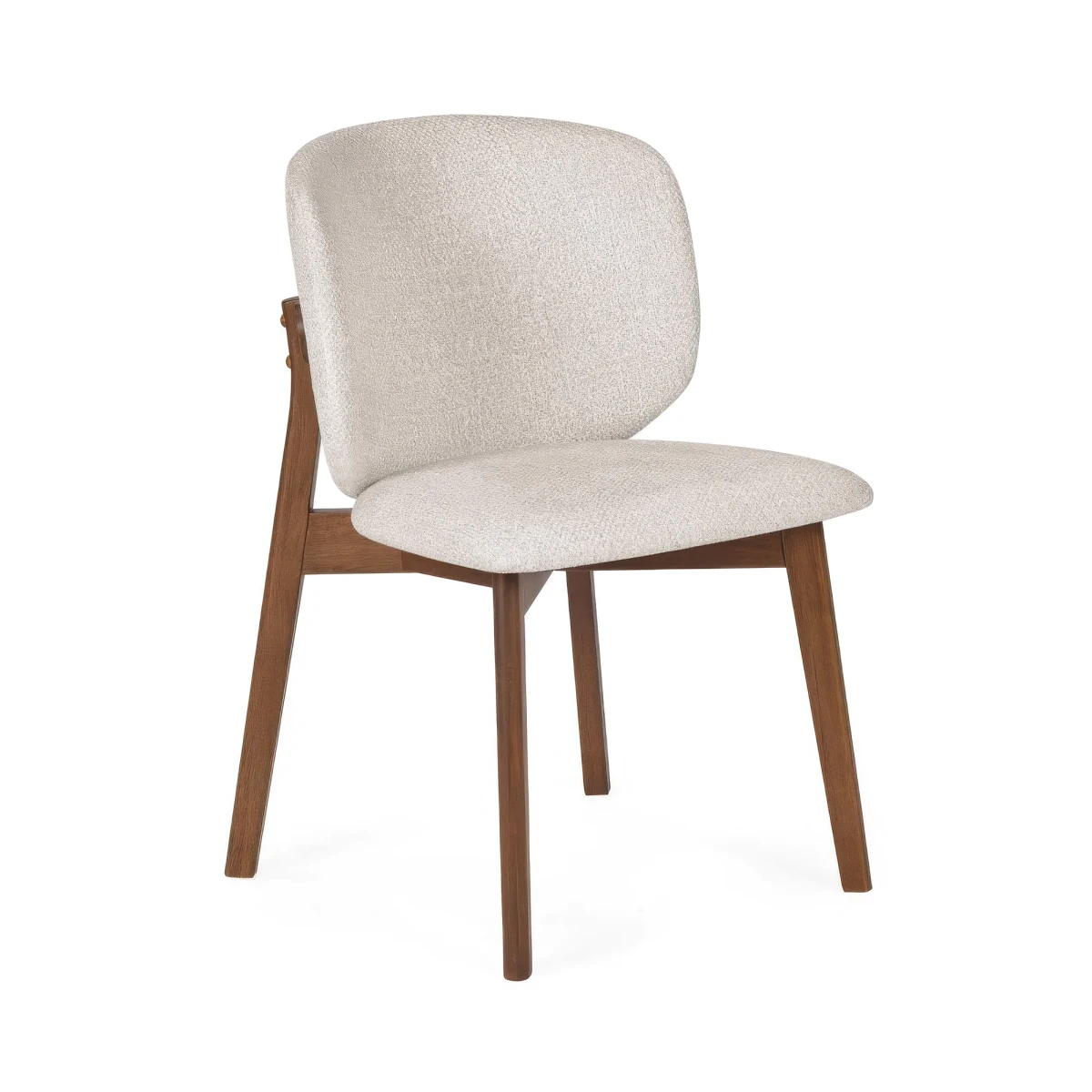 Portofino cream chenille dining chair Featuring padded curved backs, walnut-effect wooden frames and elegant contemporary styling.