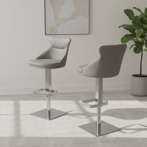 Sergio Taupe Leather Bar Stool - Set of 2