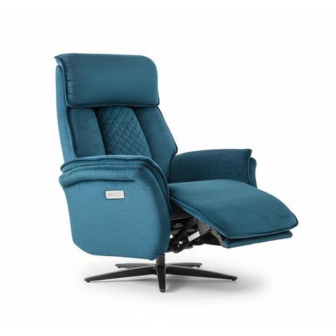 Paddington Ocean Blue Dual Motor Swivel Recliner Chair - Pendle Village Furniture