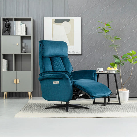 Paddington Ocean Blue Dual Motor Swivel Recliner Chair - Pendle Village Furniture