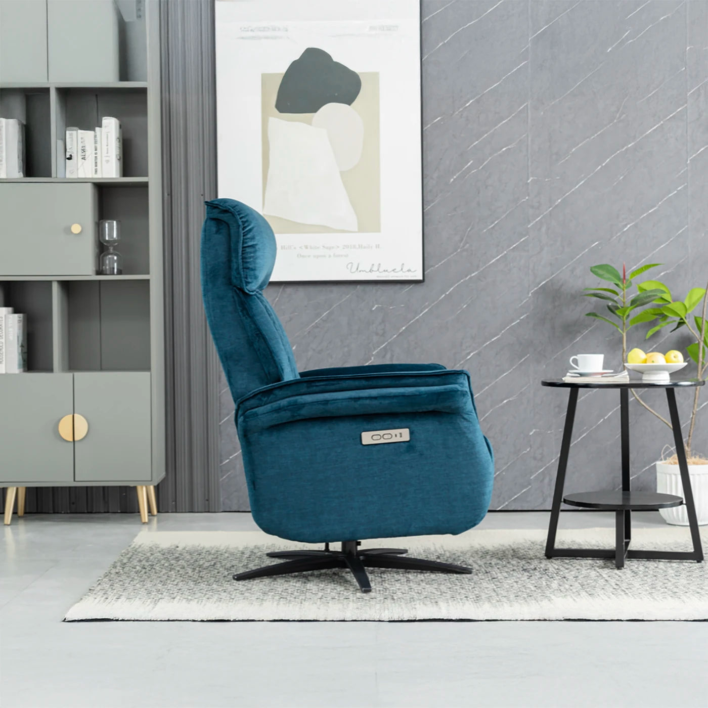 Paddington Ocean Blue Dual Motor Swivel Recliner Chair - Pendle Village Furniture