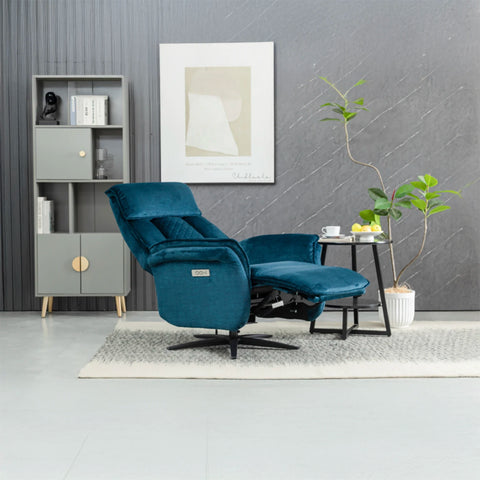 Paddington Ocean Blue Dual Motor Swivel Recliner Chair - Pendle Village Furniture