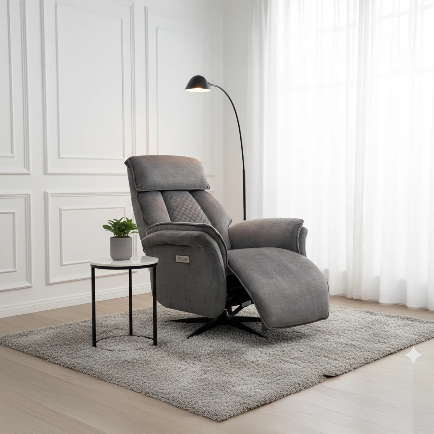 Paddington Grey Dual Motor Swivel Recliner Chair - Pendle Village Furniture