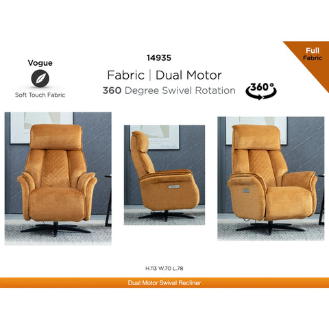 Paddington Amber Dual Motor Swivel Recliner Chair - Pendle Village Furniture