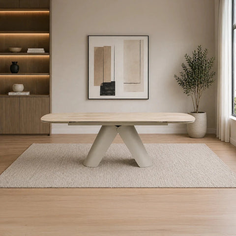 Paisley 180–280cm Travertine Sintered Stone Extending Dining Table