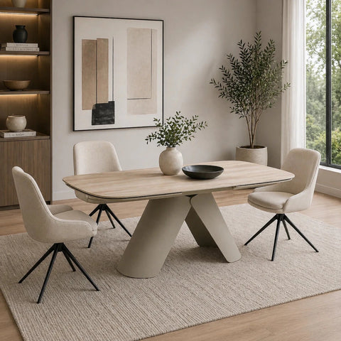 Paisley 180–280cm Travertine Sintered Stone Extending Dining Table