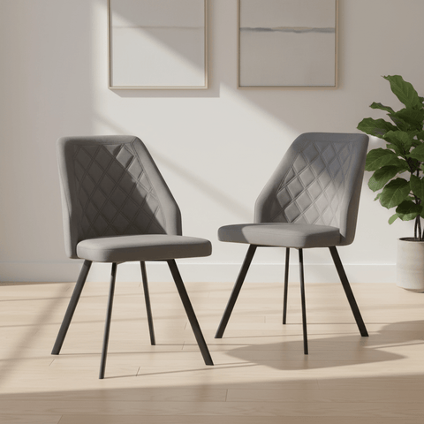 Palermo Distressed Dark Grey PU Leather Set Of 4 Dining Chairs
