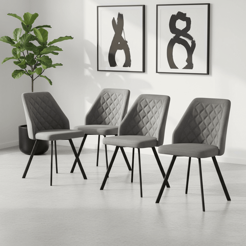 Palermo Distressed Dark Grey PU Leather Set Of 4 Dining Chairs