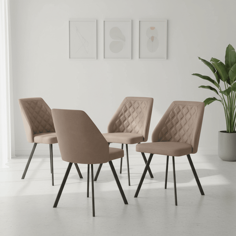 Palermo Taupe PU Leather Set Of 4 Dining Chairs