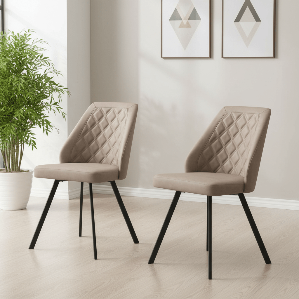 Palermo Taupe PU Leather Set Of 4 Dining Chairs