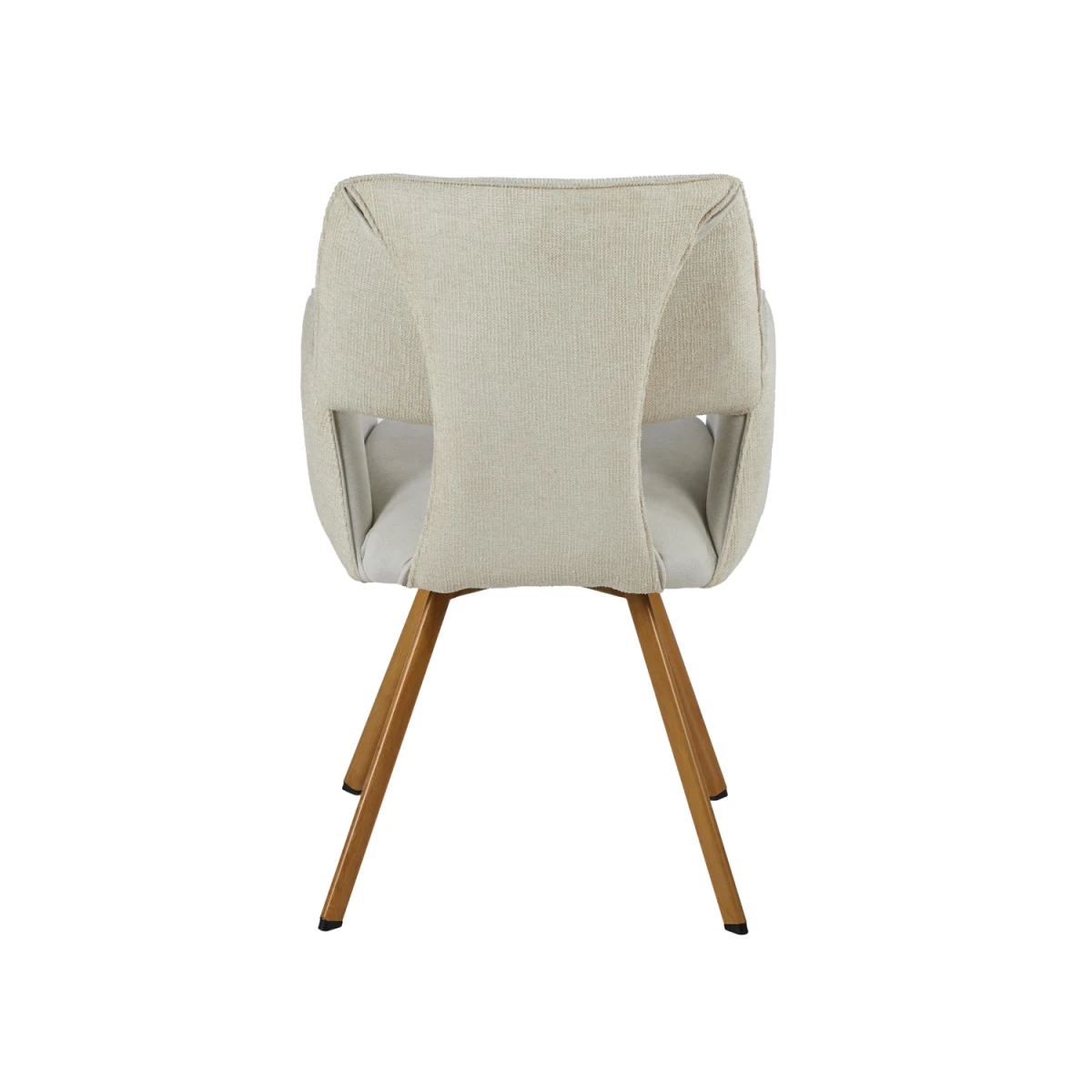 Back View of Pana Natural Fabric Carver Dining Chairs with Wooden Legs – Set of 4, 6 or 8