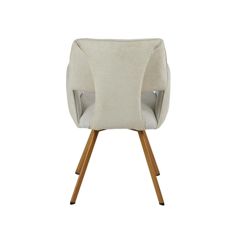 Back View of Pana Natural Fabric Carver Dining Chairs with Wooden Legs – Set of 4, 6 or 8