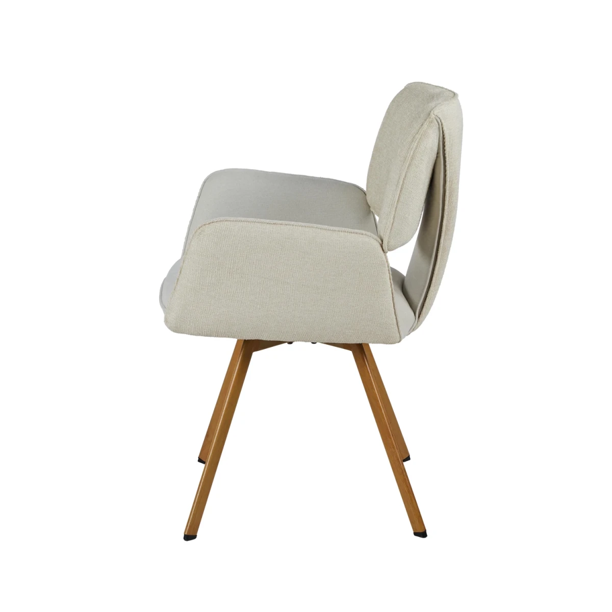 Side View of Pana Natural Fabric Carver Dining Chairs with Wooden Legs – Set of 4, 6 or 8