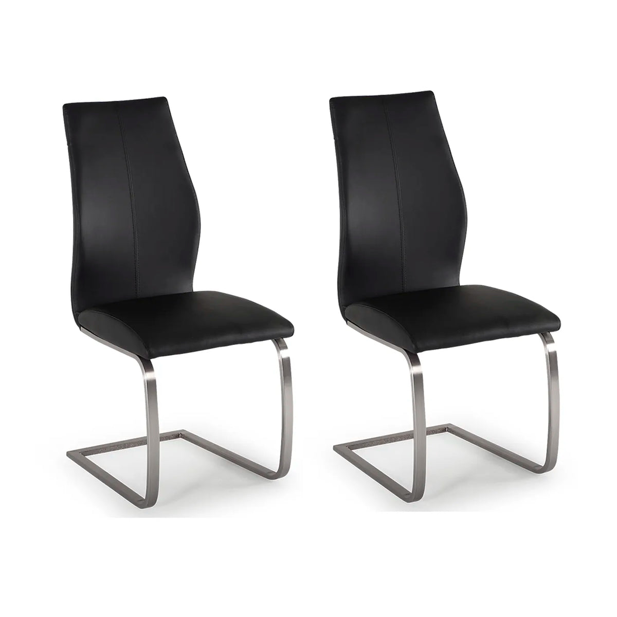 Set of 4 Panama Black Premium Faux Leather Dining Chairs