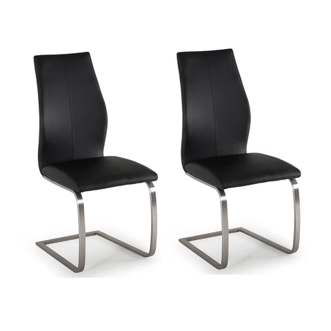 Set of 4 Panama Black Premium Faux Leather Dining Chairs