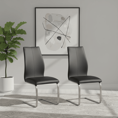 Set of 4 Panama Black Premium Faux Leather Dining Chairs