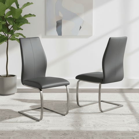 Set of 4 Panama Grey Premium Faux Leather Dining Chairs