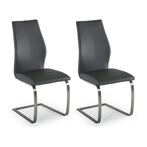 Set of 4 Panama Grey Premium Faux Leather Dining Chairs