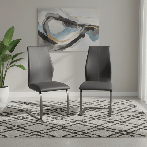 Set of 4 Panama Grey Premium Faux Leather Dining Chairs