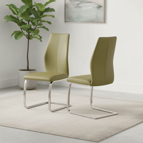 Set of 4 Panama Olive Green Upholstered Dining Chairs