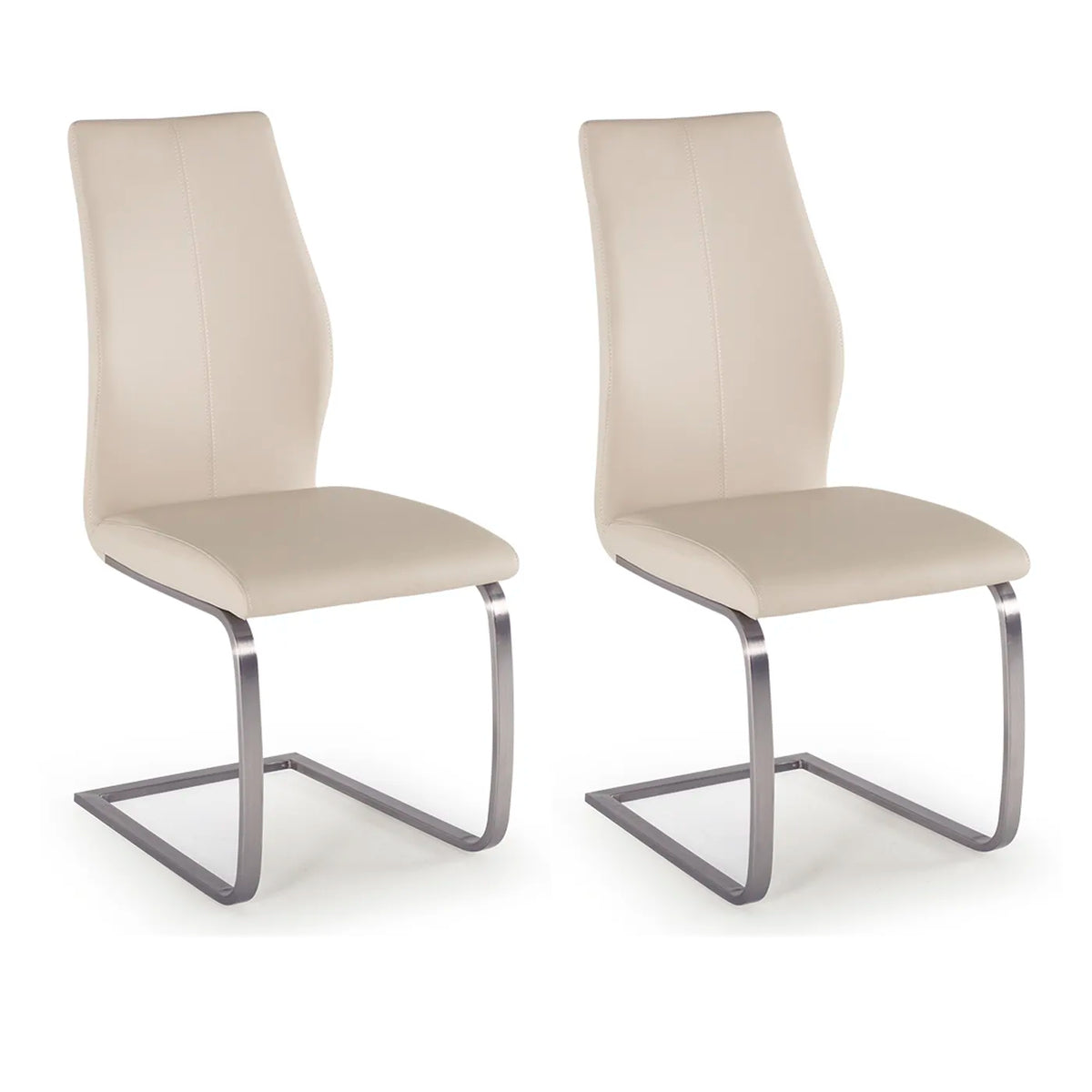 Set of 4 Panama Taupe Premium Faux Leather Dining Chairs