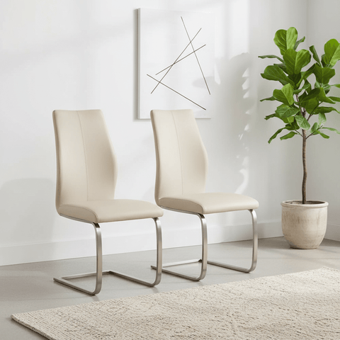 Set of 4 Panama Taupe Premium Faux Leather Dining Chairs