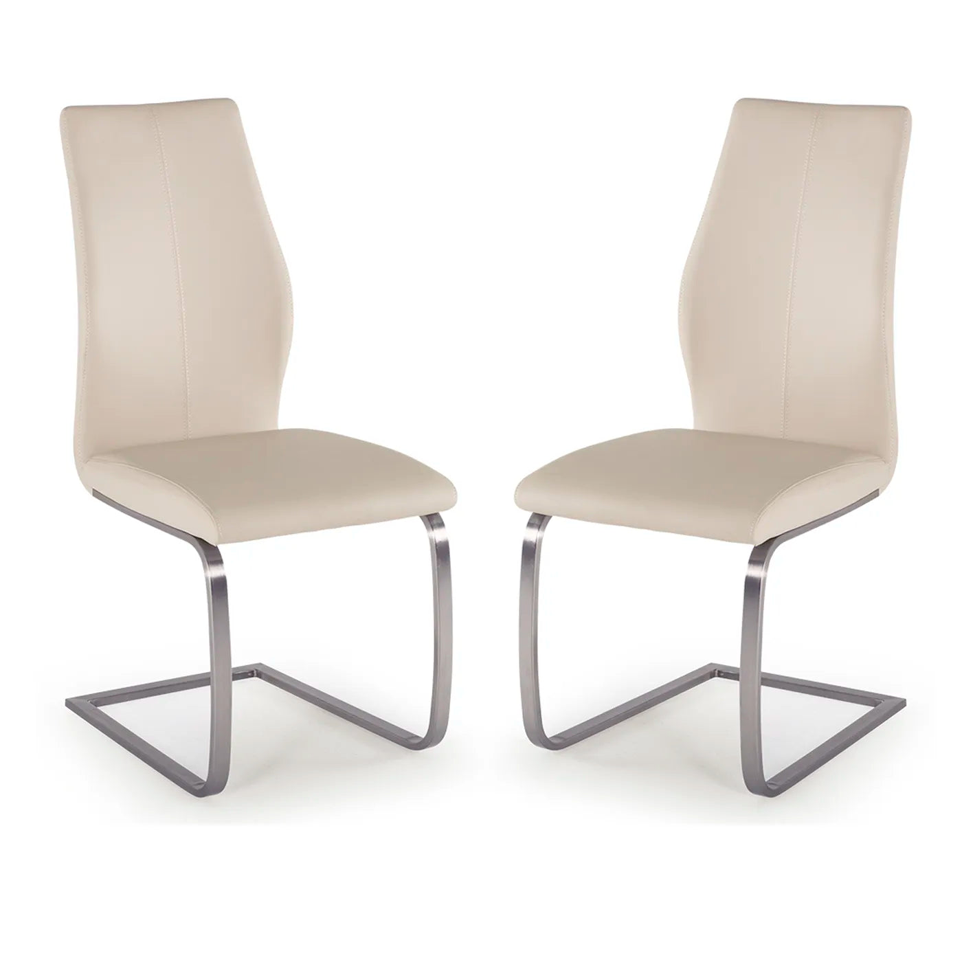 Set of 4 Panama Taupe Premium Faux Leather Dining Chairs