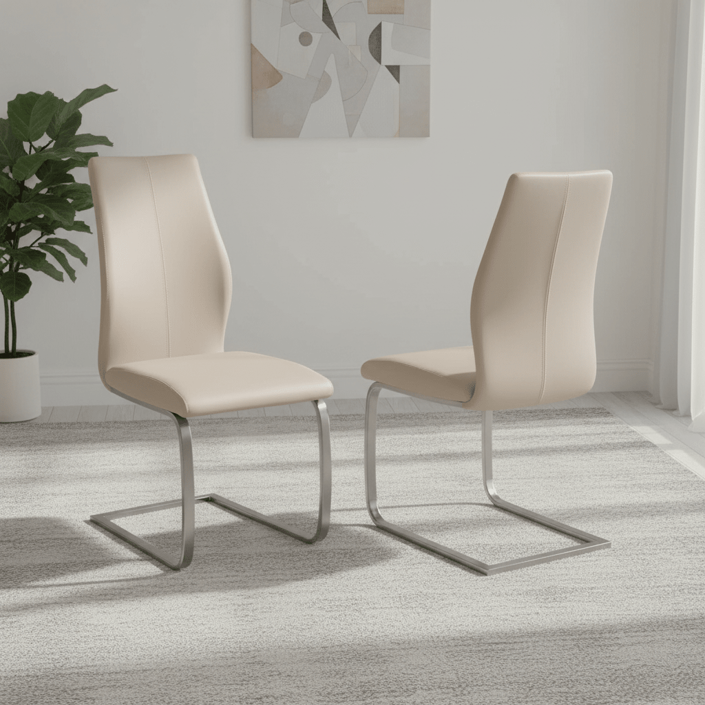 Set of 4 Panama Taupe Premium Faux Leather Dining Chairs