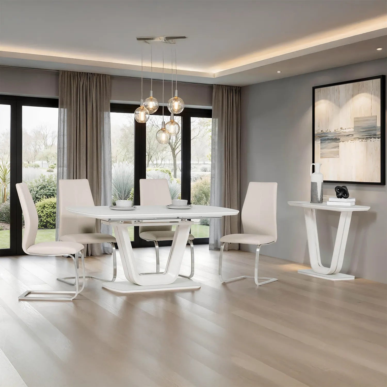 Set of 4 Panama Taupe Premium Faux Leather Dining Chairs