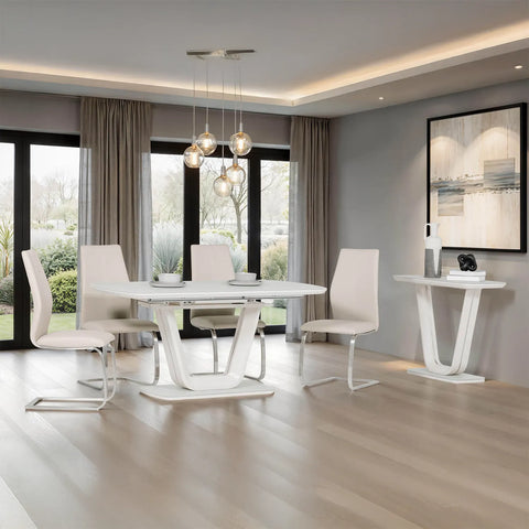 Set of 4 Panama Taupe Premium Faux Leather Dining Chairs