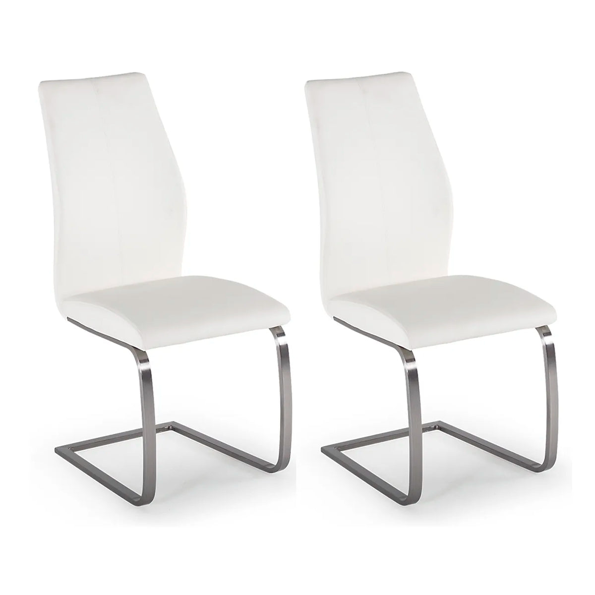 Set of 4 Panama White Premium Faux Leather Dining Chairs