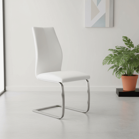 Set of 4 Panama White Premium Faux Leather Dining Chairs