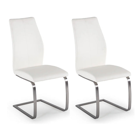 Set of 4 Panama White Premium Faux Leather Dining Chairs