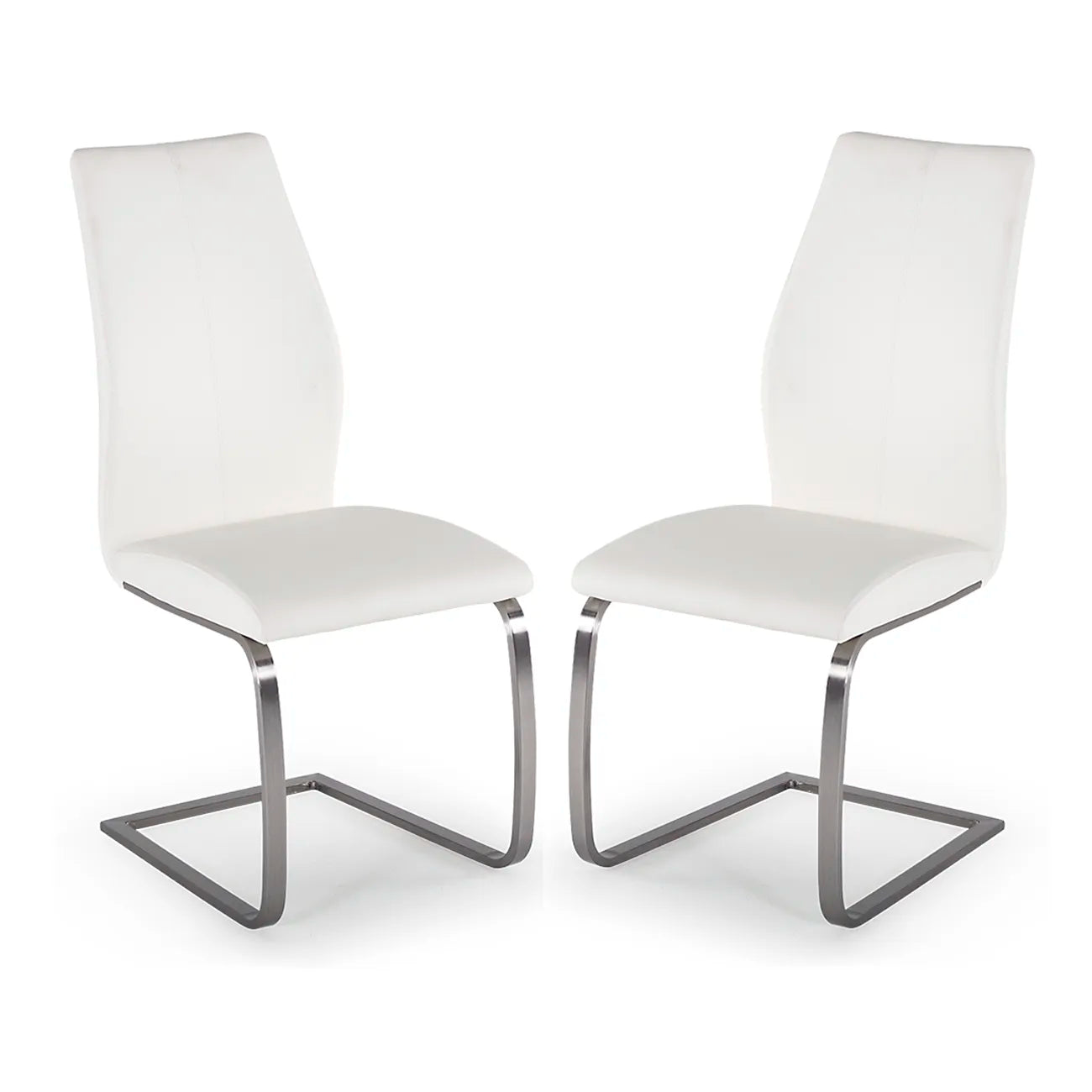 Set of 4 Panama White Premium Faux Leather Dining Chairs