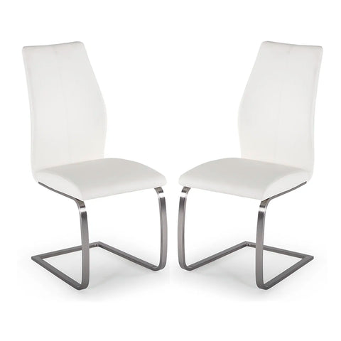 Set of 4 Panama White Premium Faux Leather Dining Chairs