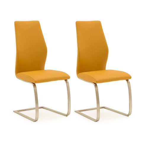 Set of 4 Panama Pumpkin Premium Faux Leather Dining Chairs