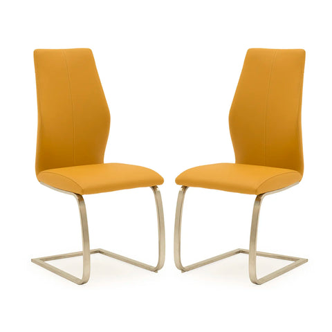 Set of 4 Panama Pumpkin Premium Faux Leather Dining Chairs