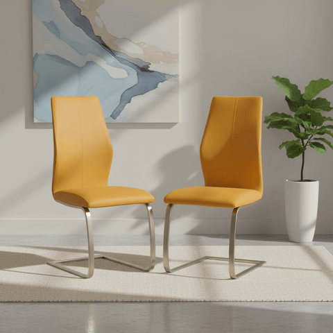 Set of 4 Panama Pumpkin Premium Faux Leather Dining Chairs