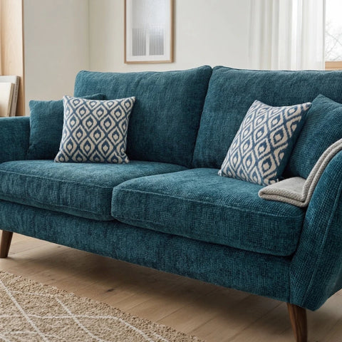 Soft decorative cushions with plush velvet texture.