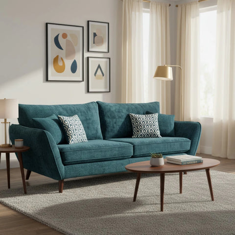 Stylish two-seater sofa with soft upholstery and accent cushions.