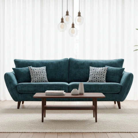 Large four-seater sofa with high back and Scandinavian design.