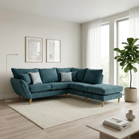 Modern armless chaise unit with soft upholstery and extended seating.